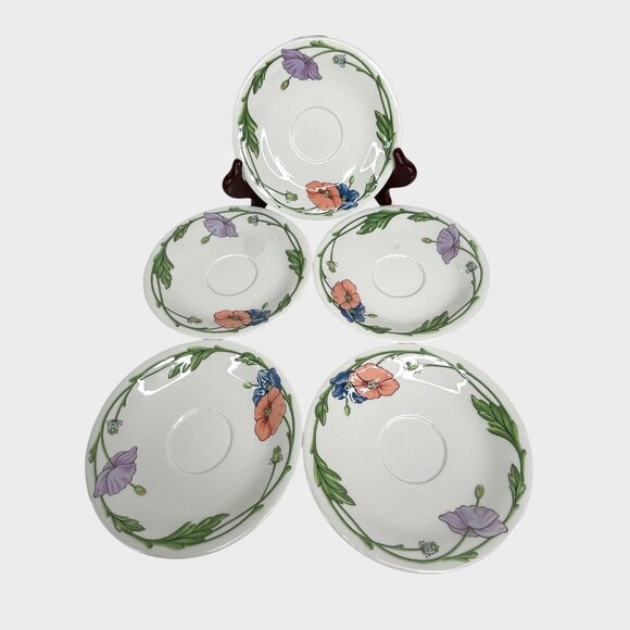 Villeroy & Boch Amapola Vitro Porcelain Saucer Set Of 5 6.5" - Picture 3 of 9